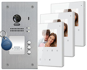 3-Flat Video Door Entry System Keyfob Reader Avro Monitors