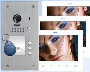 3-Flat Door Entry System Card Reader with DF7 White Monitors