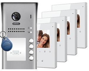 4-Flat Video Door Entry System Card Reader Avro Monitors