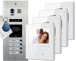 4-Flat Door Entry System Vosper Card Reader Direct Call Avro Monitors