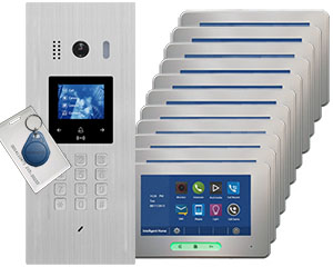12-Flat Video Door Entry System DigiOpen StarLight with Alecto Monitors