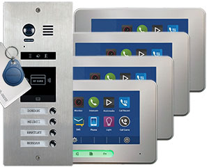 4-Flat Door Entry System Vosper Card Reader Direct Call Alecto Monitors