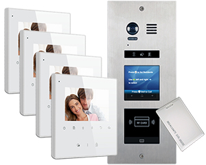 4-Flat Door Entry System Vosper Card Reader Avro Monitors
