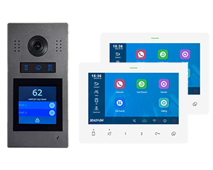 2-Easy 2-Way Flat Video Intercom Kit with Wi-Fi Touchscreen Monitors, Keypad, Keyfob Reader, Tuya Smart Life App