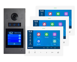 2-Easy 3-Way Flat Video Intercom Kit with Wi-Fi Touchscreen Monitors, Keypad, Keyfob Reader, Tuya Smart Life App