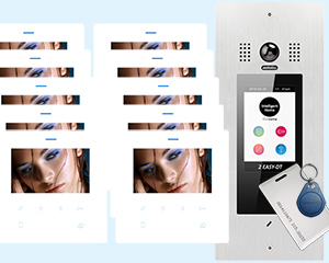 10-Apartment Door Entry System Victor with DF4 White Monitors