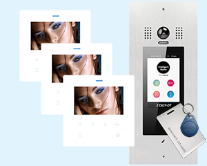3-Flat Door Entry System Victor with DF4 White Monitors