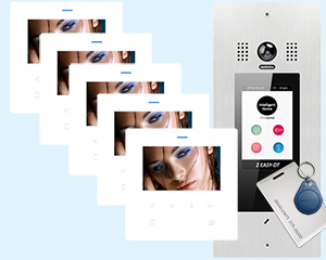5-Apartment Door Entry System Victor DF4 White Monitors