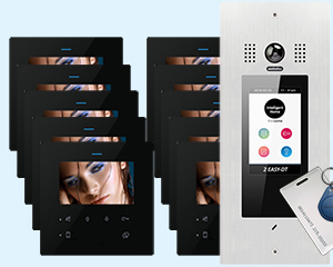 10-Apartment Door Entry System Victor with DF4 Black Monitors
