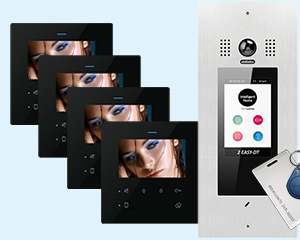 4-Apartment System Victor Door Station DF4 Black Monitors