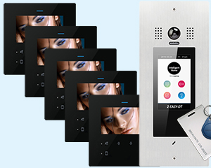 5-Apartment Door Entry System Victor DF4 Black Monitors