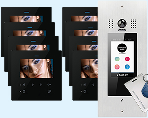 9-Apartment Door Entry System Victor with DF4 Black Monitors