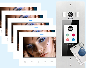 5-Apartment Door Entry System Victor DF7 White Monitors