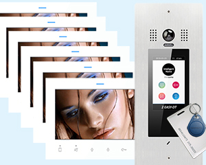 6-Apartment Door Entry System Victor DF7 White Monitors