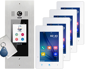 4-Apartment Video Door Entry System Victor POE with IX470 Monitors